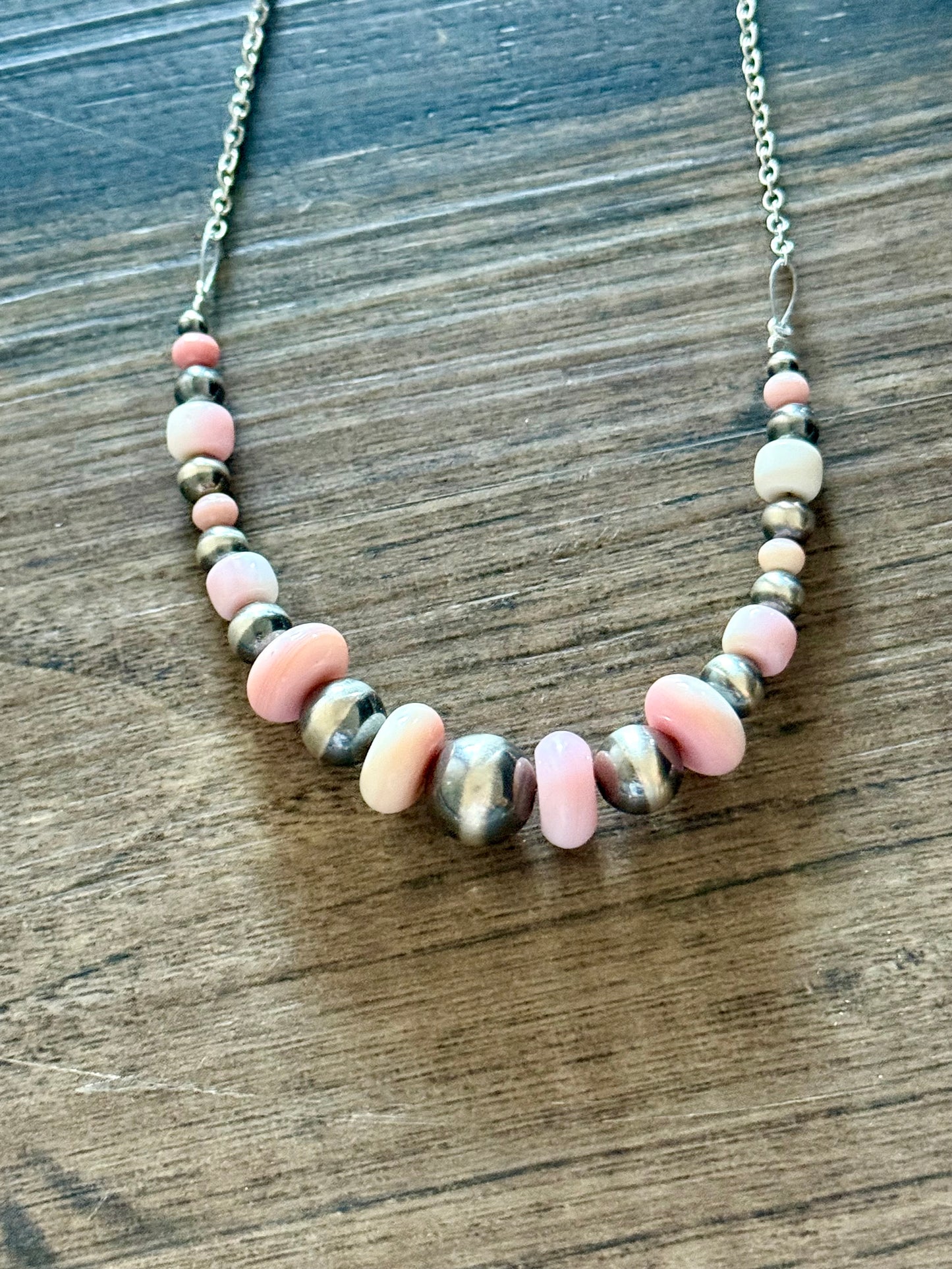 “The Lucy” Pink Conch Sterling Silver Pearl Necklace