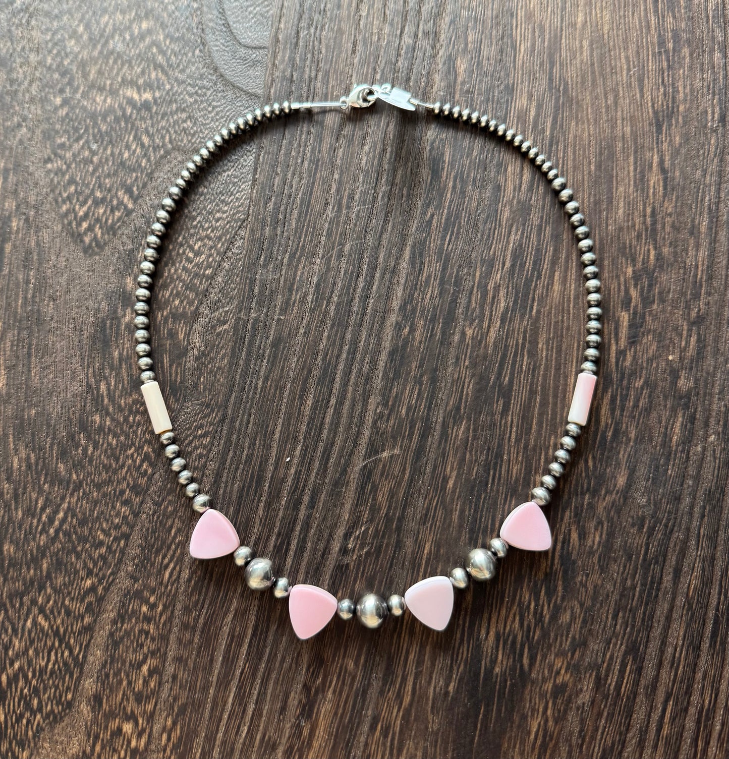 Sterling Silver Pearl & Pink Conch Necklace “The Peggy”