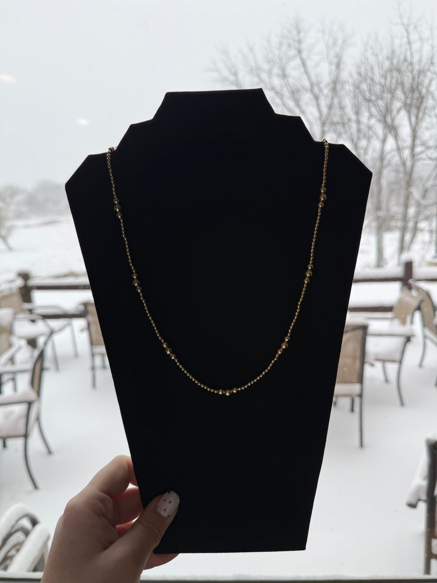 Dainty Beaded Gold Necklace: Gold Filled "The Goldie"