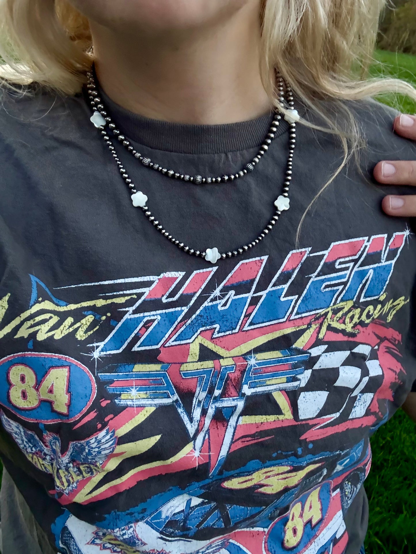 Sterling Silver Pearl & Corrugated Pearl Necklace “The Mary”