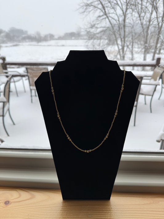 Dainty Beaded Gold Necklace: Gold Filled "The Goldie"