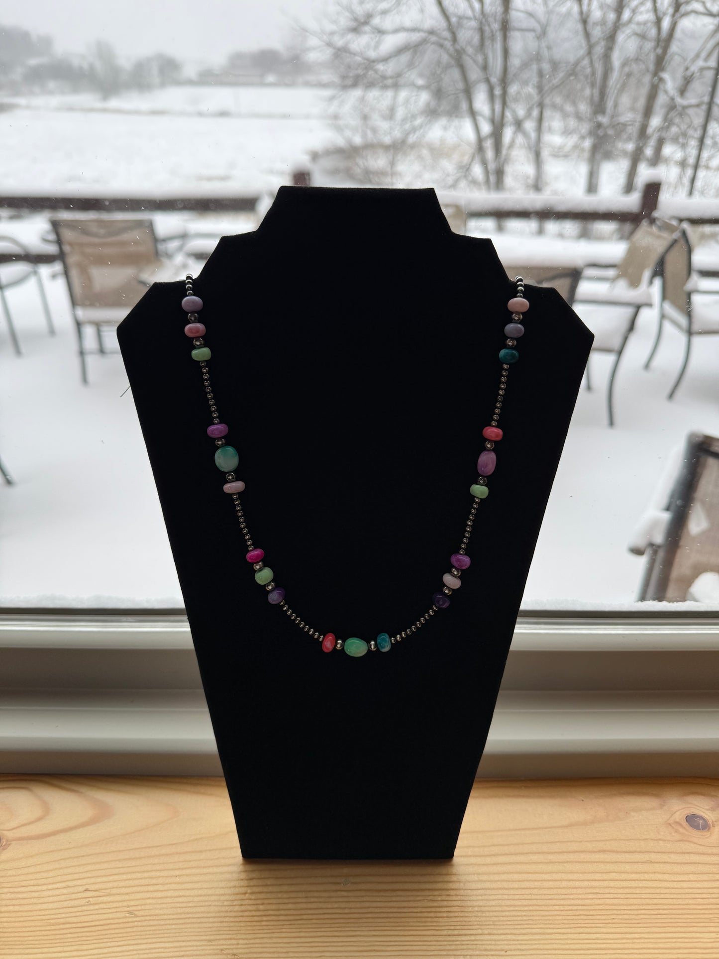 Sterling Silver Pearl & Opal Necklace "The Rita"