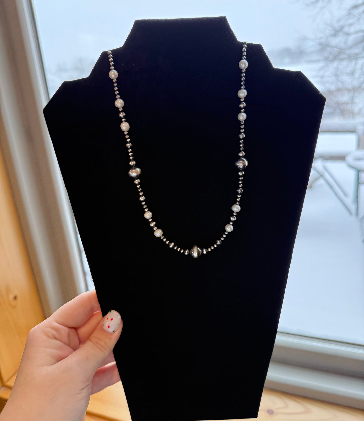 Sterling Silver Pearl Necklace with Freshwater Pearls "The Sadie"