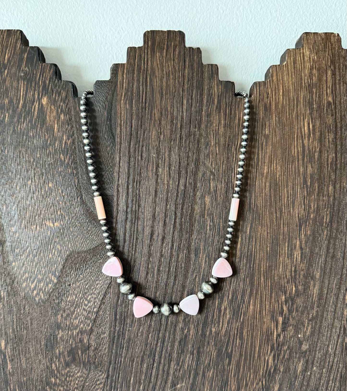 Sterling Silver Pearl & Pink Conch Necklace “The Peggy”