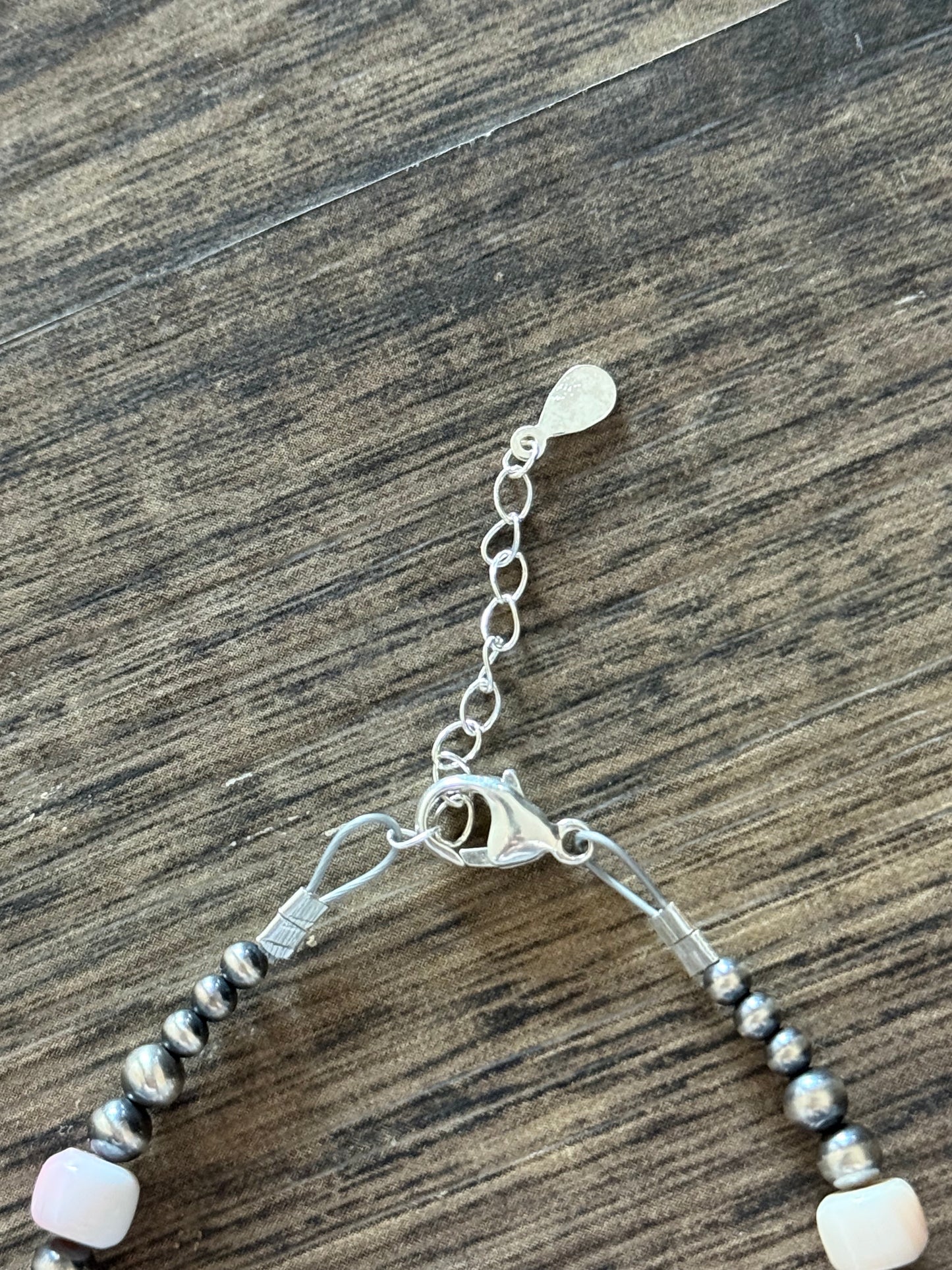 “The Adeline” Pink Conch & Sterling Silver Pearl Bracelet