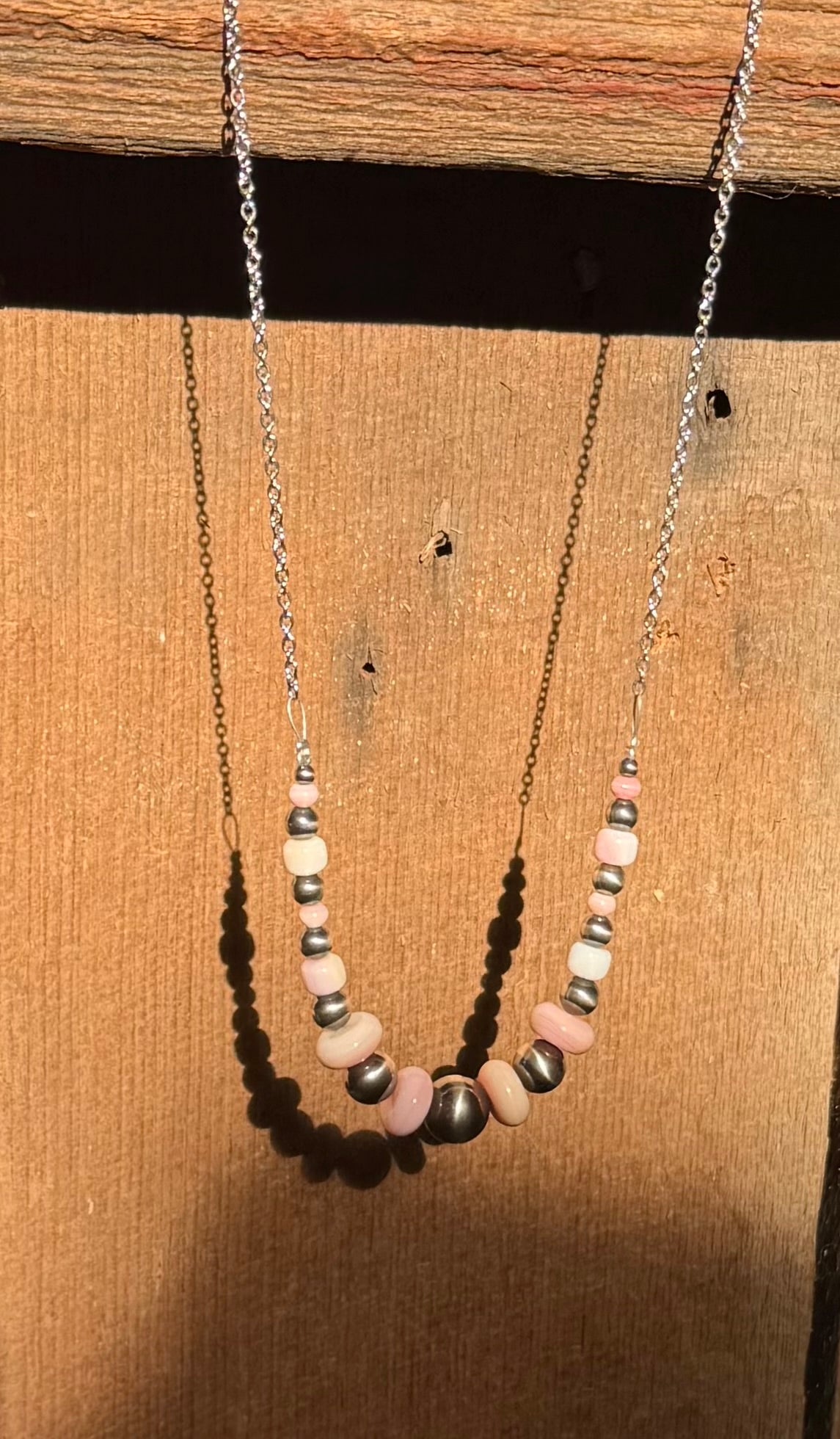 “The Lucy” Pink Conch Sterling Silver Pearl Necklace