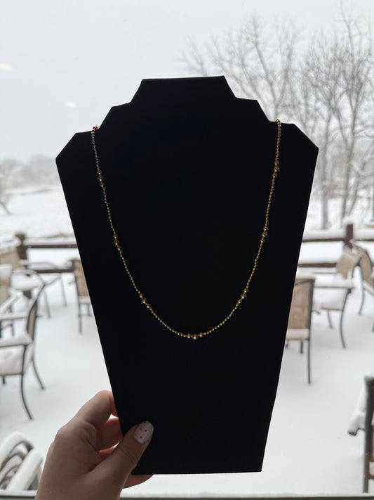 Dainty Beaded Gold Necklace: Gold Filled "The Goldie"
