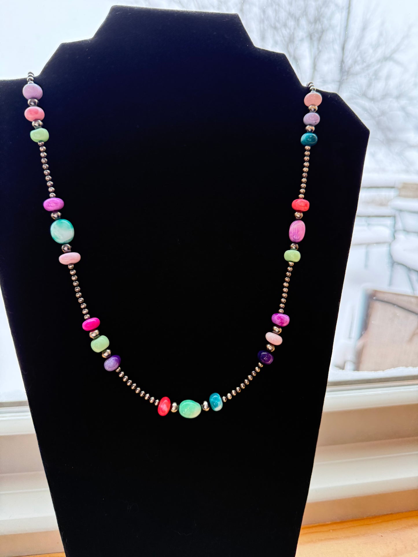 Sterling Silver Pearl & Opal Necklace "The Rita"
