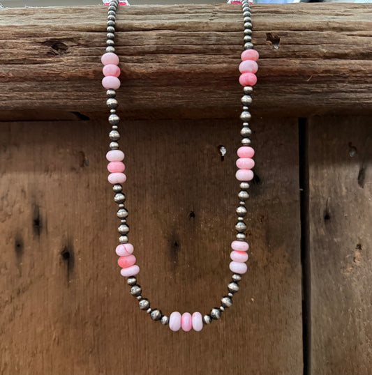 “The Lainey” Pink Opal & Sterling Silver Pearl Necklace