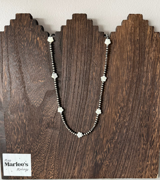 Sterling Silver Pearl and Flower Necklace “The Nicole”