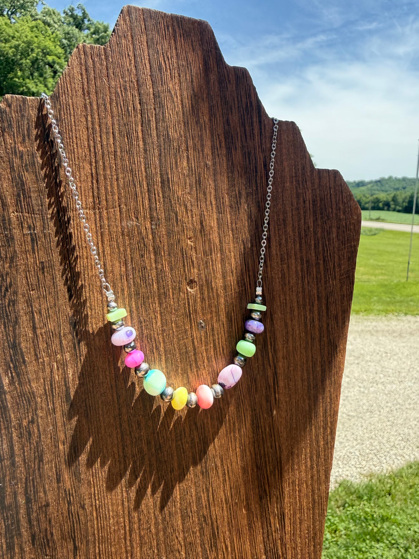 The Chesney - Sterling Silver Pearl & Opal Necklace