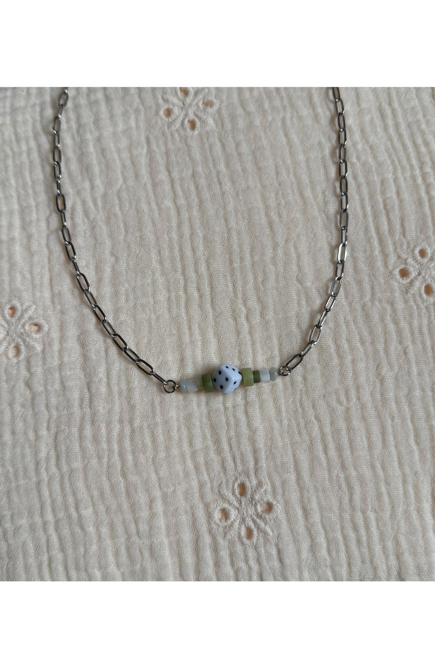 Dice & Stone Bead Bar Necklace "The Zach"