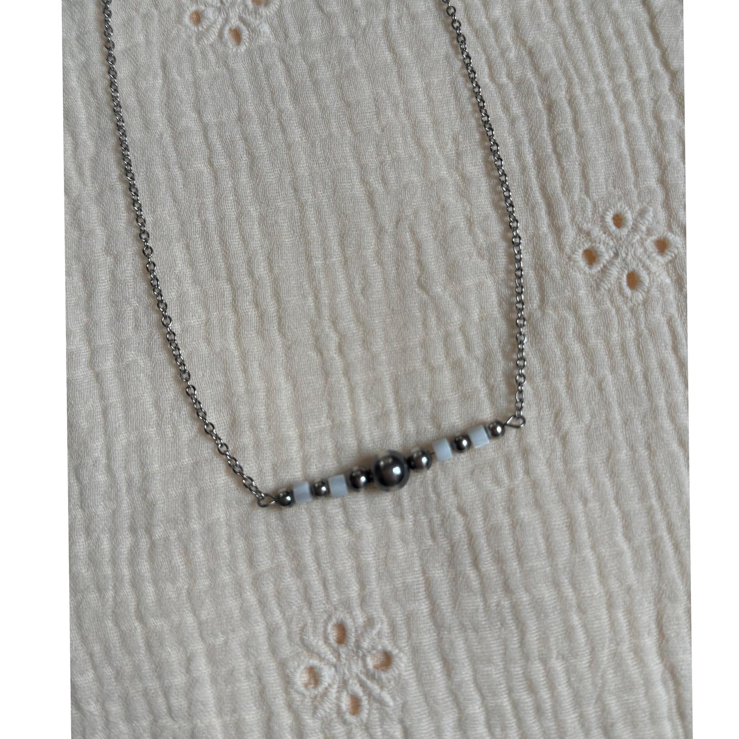 Sterling Silver Pearl & Shell Bar Necklace "The Colton"