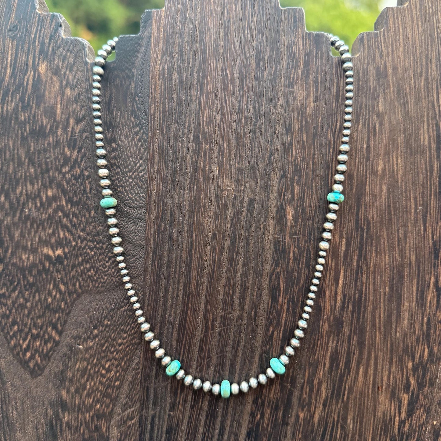 Sterling Silver Pearl and Kingman Turquoise Necklace “The Cora”