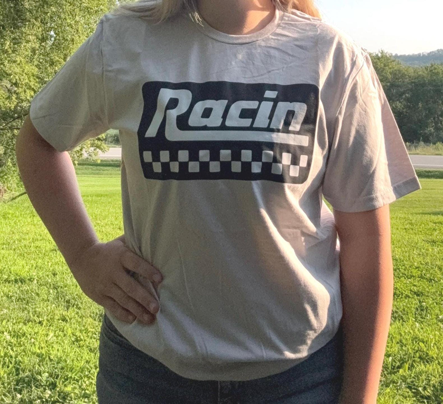 Racin T-Shirt: Unisex 100% Cotton Tee