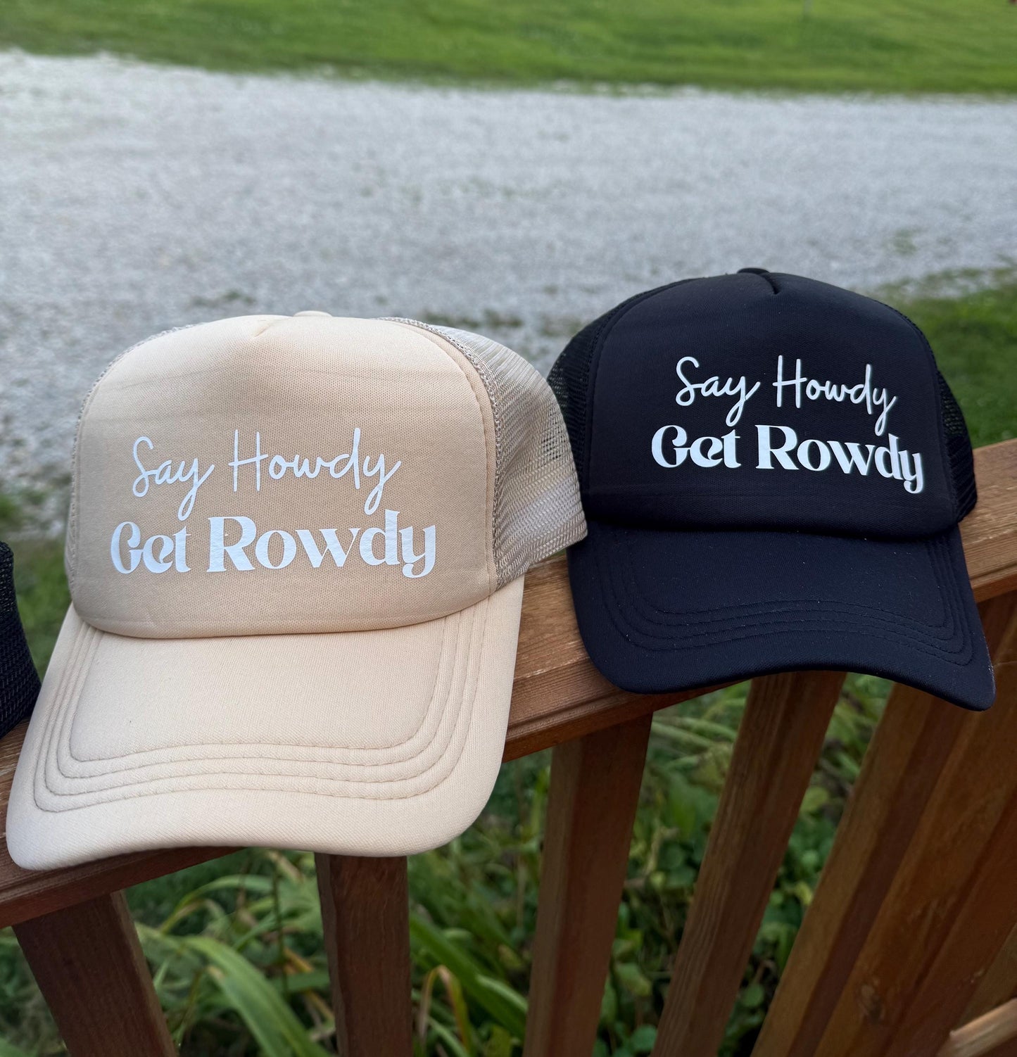 Trucker Hat: Raisin Hell, Racin, Say Howdy Get Rowdy