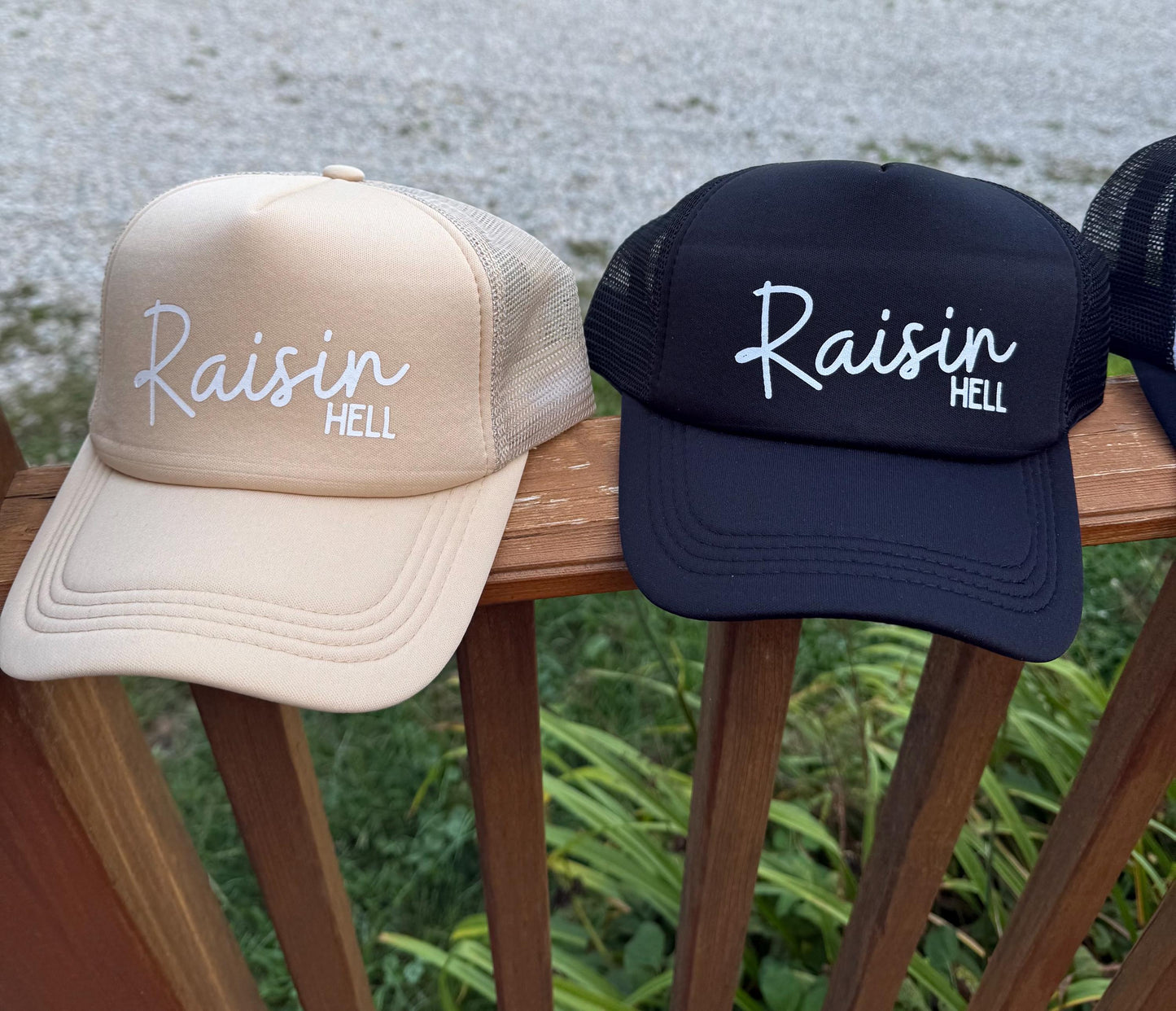 Trucker Hat: Raisin Hell, Racin, Say Howdy Get Rowdy