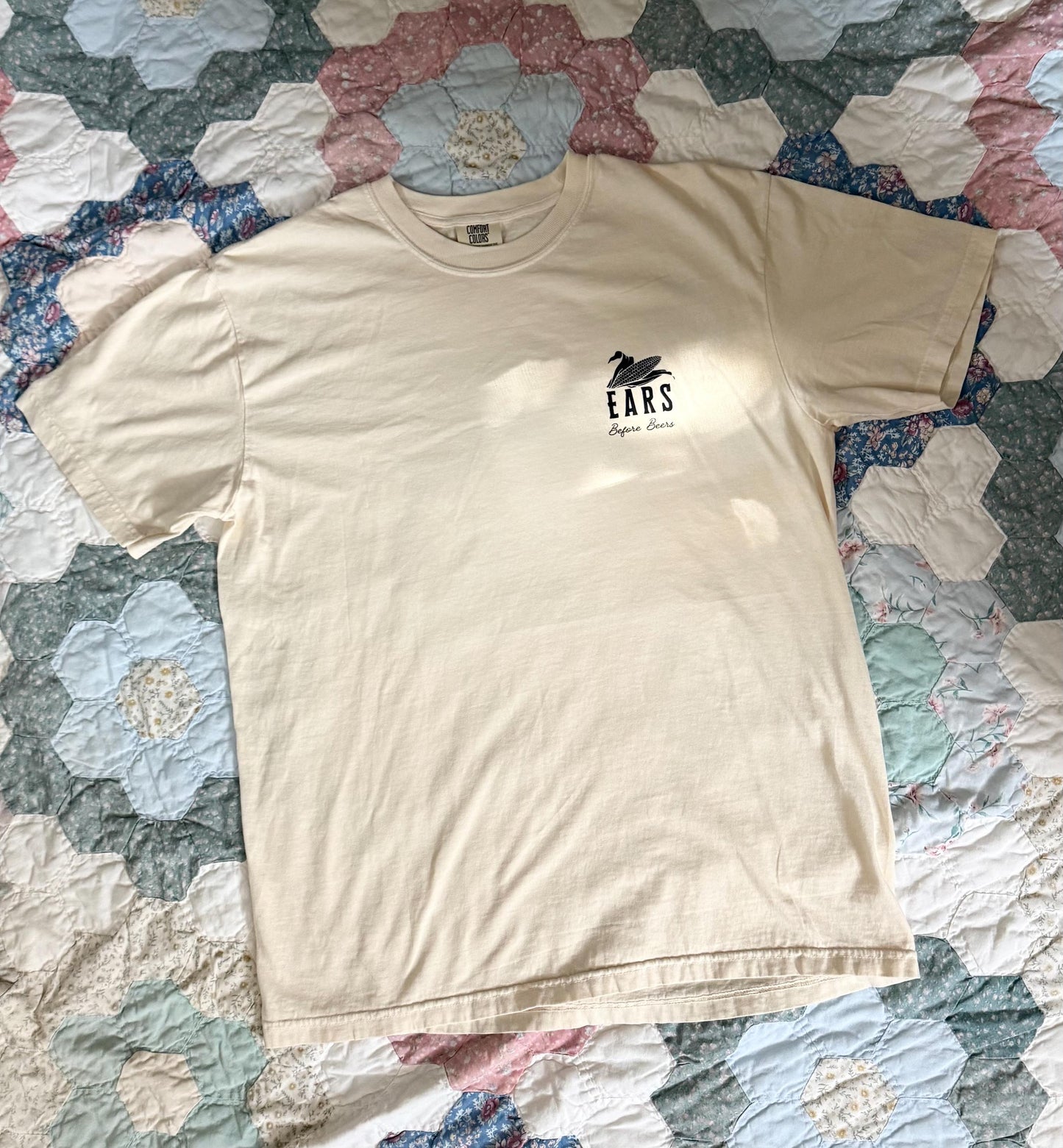 Ears Before Beers T-Shirt: Cream Ivory Cotton Harvest Shirt